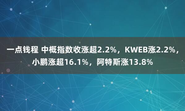 一点钱程 中概指数收涨超2.2%，KWEB涨2.2%，小鹏涨超16.1%，阿特斯涨13.8%
