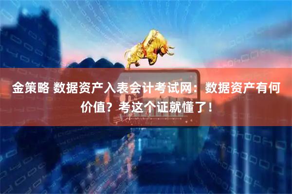 金策略 数据资产入表会计考试网：数据资产有何价值？考这个证就懂了！