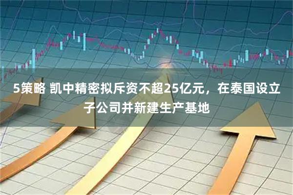 5策略 凯中精密拟斥资不超25亿元,在泰国设立子公司并新建生产基地